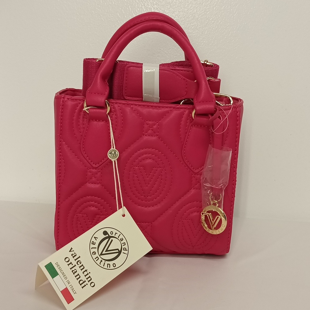 Valentino Orlandi pink quilted hand bag NWT
